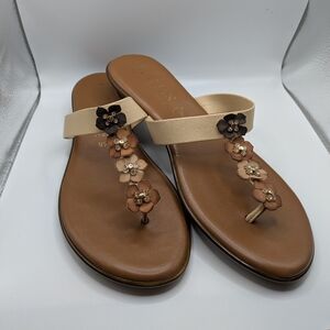 Neutral Beige Sandals with floral detail